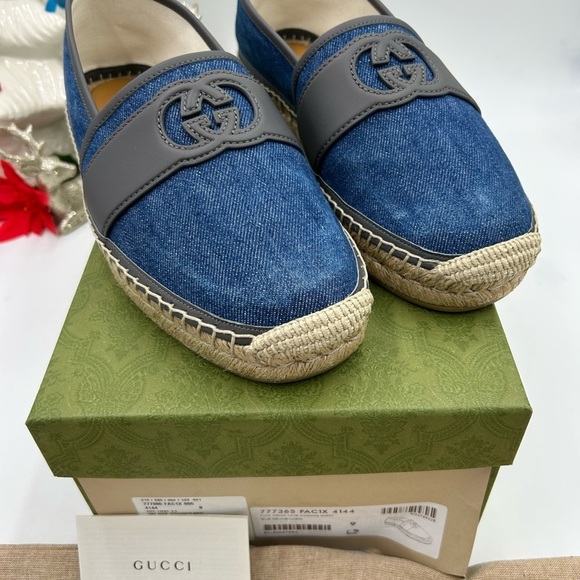 Men\'s Gucci interlocking G Espadrilles in blue denim size 9, made in Spain main image 9